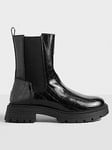 Boohoo Wide Fit Croc Chelsea Boots - Black, Black, Size 8, Women