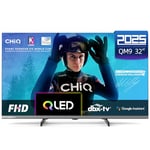 CHIQ L32QM9G 32 Pouces (80 cm) FHD Smart Téléviseur, QLED, HDR10, Google TV, Google Assistant, Tuner Triple, Dolby Audio, DBX-TV, Chromecast intégré, HDMI, USB, sans Cadre en Métal, Noir