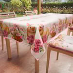 PETTI Artigiani Italiani - Nappe de Paques, Nappes Rectangulaire Anti Taches pour Pâques, Nappe de Table Rectangulaire 6 Places, 180x140 cm, Pink Bunny, 100% Made in Italy