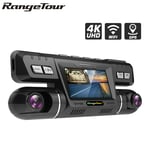 Caméra 170 Degrés Dash Cam 4K WiFi GPS Range Tour - Double Lentille, Full HD 1080P + 1080P, Voiture DVR, Enregistreur Vidéo, Capteur Sony, Vision Nocturne, WDR Double