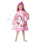 60 x 120 cm - Barn Poncho med Huva, Enhörning Strand Bad Poncho Handduk för Barn Mjuk Absorberande Baby Ho