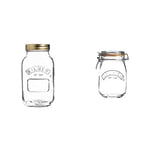 Kilner 25.401 Preserve, Jam, Chutney Jar, 1 Litre & Round Clip Top Glass Jar, 1 L