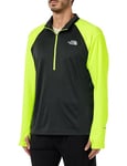 THE NORTH FACE Men's 1/4 Zip Run T-Shirt, LED Yellow-Asphalt Grey, XXL