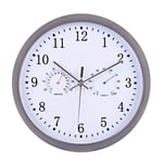 aipipl Home use 12Inch/30CM Radio Controlled Wall Clock Multifunction Hygrothermograph Temperature Humidity Display Silent Grey