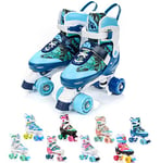 Patins à roulettes Roller Quad Enfant Haute Légère Confortable Roues Rapides Fille Rollers reglables Unisexe pour de Les Star patines Jouets Protege avec des Femme Garcon Homme (L (39-42), Flora)