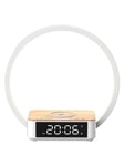 Lippa bedside lamp with wireless charging and alarm clock - White