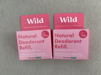 2 x Wild Natural Deodorant Jasmine & Mandarin Blossom Refill 40g BNIB FREEPOST