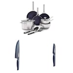 Blue Diamond Triple Steel Cookware Set and Knives, Incl 11 Stainless Steel Frying Pans and Saucepans with Non-Stick Ceramic, 20cm and 9cm Knives, PFAS Free, Induction, Oven, Dishwasher