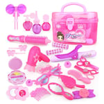 Lanbowo 25 PCS Set Beauty Salon Play Set Pretend Makeup Kit Kids Toy Play House Game With Portable Box (25 pcs)