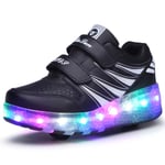 Led lights rullskridskor dubbla hjul USB uppladdningsbara skridskor - Perfet Black 35