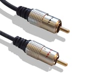 CableMountain 2xRCA to 2x RCA Cables - Gold Plated Male-to-Male Phono to Phono Cable | RCA Audio Cable for Amplifier, Turntable, TV, Home Theater, Speakers and HiFi Systems | 10 Meter
