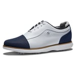 FootJoy Femme Traditions Bouclier Chaussures de Golf, Blanc/Bleu Marine, 7.5 UK