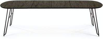 Milian, Spisebord med udtræk by Kave Home (H: 75 cm. B: 100 cm. L: 170 cm., Sort/Natur)