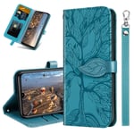 MRSTER Samsung Galaxy S20 FE Case - Premium Leather Phone Case For Samsung S20 FE, Flip Wallet Protective Case Cover for Samsung Galaxy S20 FE 4G/ 5G. RX2 Tree Blue