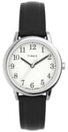 Timex TW2V69100 Women's Easy Reader White Dial Black Leather Watch