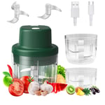 Yumzeco Mini Chopper Food Processor,Electric Mini Food Processor,300Ml+150Ml 45W Mini Chopper Electric With 3 Sharp Blades For Chili Meat Fruit Vegetable Ginger Mixer Grinder Onion Garlic Chopper