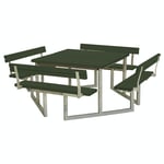 plus piknikbord twist 204 cm grønn bord-/bänkset m/ 4 ryggstöd