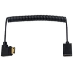 Duttek Mini HDMI to HDMI Cable, HDMI to Mini HDMI Coiled Cable, Left Angled Mini HDMI Male to HDMI Female Adapter Cable Support 1080P Full HD, 3D 1.8M/6 Feet