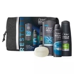 Dove Men Care Restore Clean Comfort Bath & Body 4Pcs Gift Set for Him w/ Washbag