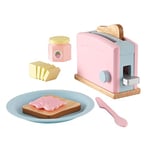 KidKraft Pastel Toy Toaster with Play Food, Accessory for Kids' Kitchen, Wooden Toy Kitchen Appliance Set for Kids, Play Kitchen Accessories, Kids' Toys, 63374