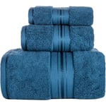 Lyxiga badhanddukar set 3-pack, handduksset 100% bomull-Indigo