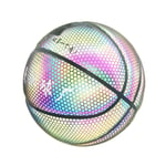 QGGESY Holographic Basketball/Glowing Reflective Basketball Luminous Basketball NO.5/NO.7, Night-Light Ball Adult/child Toy Gift (with Ball Bag,Inflator,Net bag,Ball Needles),No.6