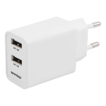 Wall charger 2x USB-A, 2.4A, total 12W, White