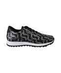 Jimmy Choo WoMens Black and Silver Leather Monza Sneakers - Black & Silver - Size 35.5 EU/IT