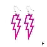 Flash Örhängen Funky Kitsch 80-90-tal Punk Rock Bolt retro firande Pink One size
