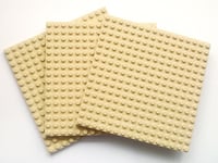 LEGO 3 x TAN PLATES  Boards 16x16 Pin 12.8cm x 12.8cm x 0.5cm - BRAND NEW
