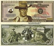 Novelty Dollar John Wayne The Duke Cowboy Million Dollar Bills X 2 New