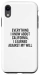 Coque pour iPhone XR Design humoristique « Everything I Know About California »
