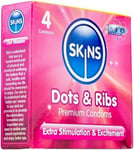 Skins Dots and Ribs Textured Premium Condoms-Pack of 4 Free Delivery UK