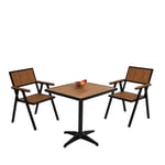 Lot De 2 Chaises De Jardin + Table De Jardin Hwc-J95, Chaise Table, Outdoor, Alu Aspect BoisNoir, Teak