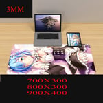 Gaming Mouse Mat Pad/XXL Thick Extended Mousepad Water-Resistant with Non-Slip Rubber Base, Smooth Cloth Surface, Life in the different world from scratch for PC/Keyboard -A_800x300x3