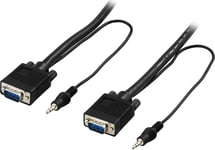 deltaco Monitor cable RGB HD15ma-ma, w/out pin 9, w/ 3.5mm audio, 2m