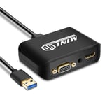 USB 3.0 to HDMI+VGA Adapter with Audio Output, USB to HDMI Converter 1080P Support HDMI and VGA Sync Output for Windows 7/8/10 (NO MAC/Linux/Vista/Chrome)