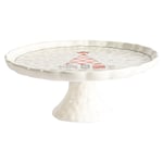 Patchwork Christmas Cake Stand 27.5cm White