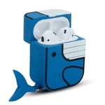 Cadorabo Housse compatible avec Apple AirPod 1 & 2 - Design Blue Whale - Casque portable en silicone Etui 3D Porte-clés