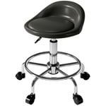 Rullande pall höjdjusterbar med ryggstöd vridbar pall 59-75 cm arbetspall 360° roterande pall kontorspall för kontorssalong mass
