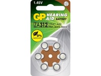 Gp Batteries Hearing Aid Za312, Engångsbatteri, Pr41, Zink-Luft, 1,4 V, 6 Styck, 3,6 Mm
