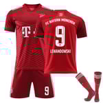 Säsong 2021-2022 FC Bayern München Fotboll T-shirts Tröjor SANE LEWANDOWSKI-9 Kids 26 (140-150)