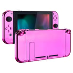 eXtremeRate Back Plate for Nintendo Switch Console, NS Joy con Handheld Controller Housing with Full Set Buttons, DIY Replacement Shell for Nintendo Switch - Chrome Pink