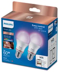 Philips WiZ E27 Colour Smart LED Wi-Fi Bulb - 2 Pack