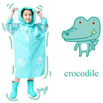 Basinnes Children EVA Material Raincoat Poncho,Clear And Reusable Waterproof,with Hood And Sleeves for Camping, Hiking, Outdoor,crocodile,M