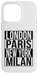 Londres Paris New York Milan - 4 VILLES DE LA MODE DU MONDE Coque pour iPhone 14 Pro Max