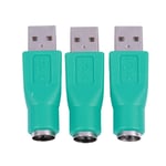 3 Pcs Keyboard Mouse USB Male 2.0 to PS/2 Female  DIN 6P Connector Q5H79009