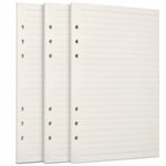 A5-påfyllningspapper, 3-pack 100GSM tjockt påfyllningsbart papper 6 hål, 135 ark (270 sidor) för 6-rings pärm Journal Notebook-linjerat papper