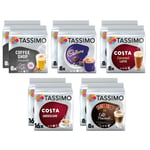 Tassimo Coffee Variety Pack - Costa Americano/Caramel Latte, Cadbury Choco, Chai Latte, Baileys Latte Macchiato Coffee Pods- 10 Packs (96 Drinks)
