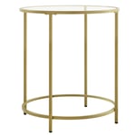 Table d appoint ronde en verre trempé doré métallique et transparent